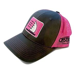 Richardson 112 Virgin Islands Castaway Tour Co Trucker Cap SnapBack Hat Pink Gry